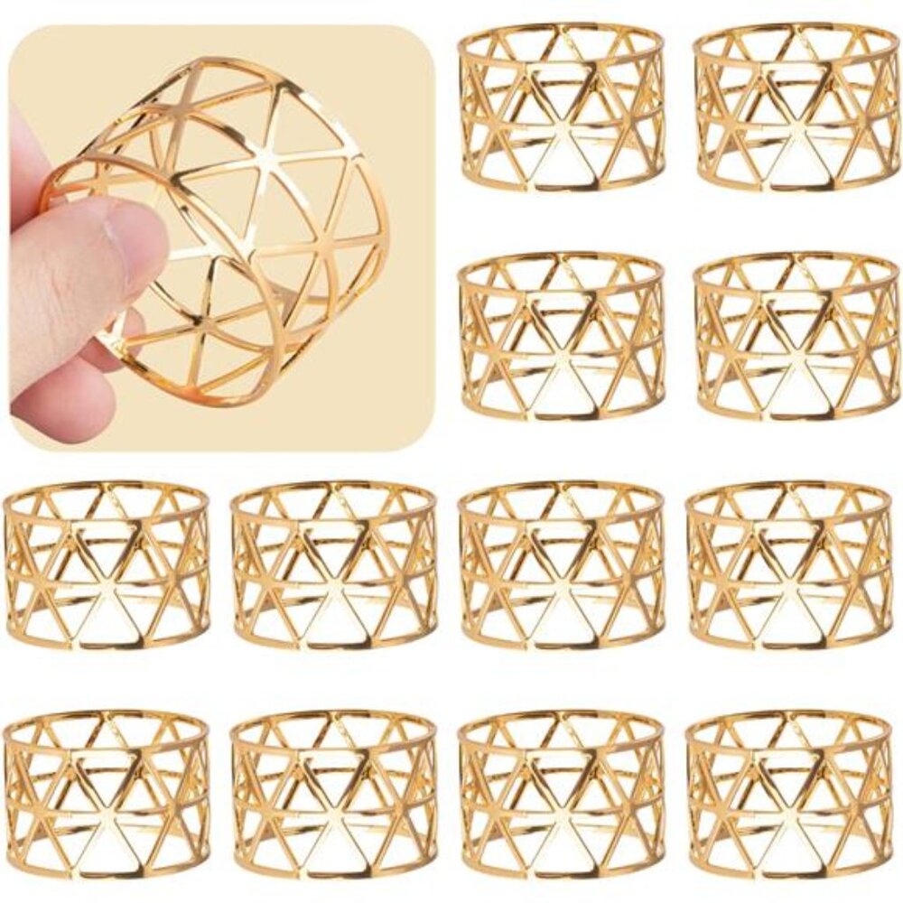 12PCS – Napkin Rings, Gold Napkin Rings Set of 12, Holiday Napkin Holders